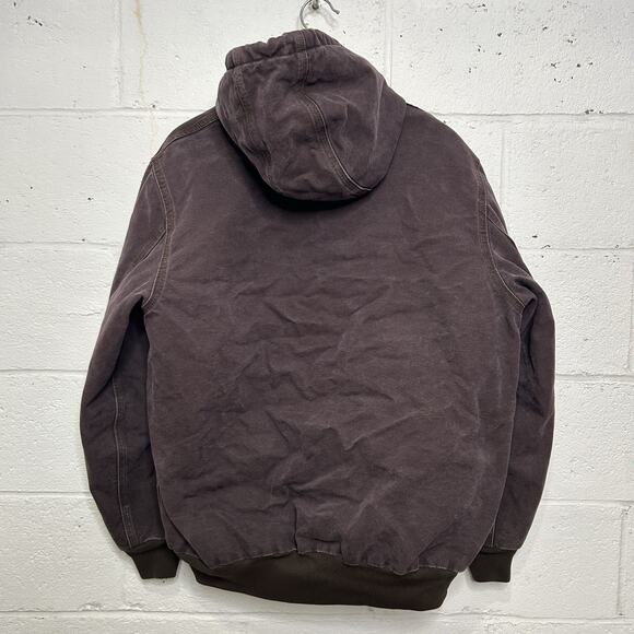 Y2K Carhartt Quilted Hooded Active Jacket “Dark Brown” WJ130 - Picture 2 of 11